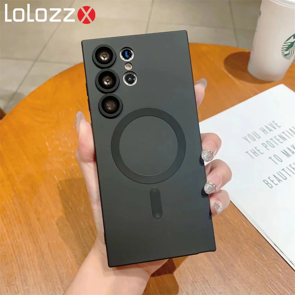 Matte Silicone Phone Case For Samsung Magnetic Wireless Charging_voghion.com