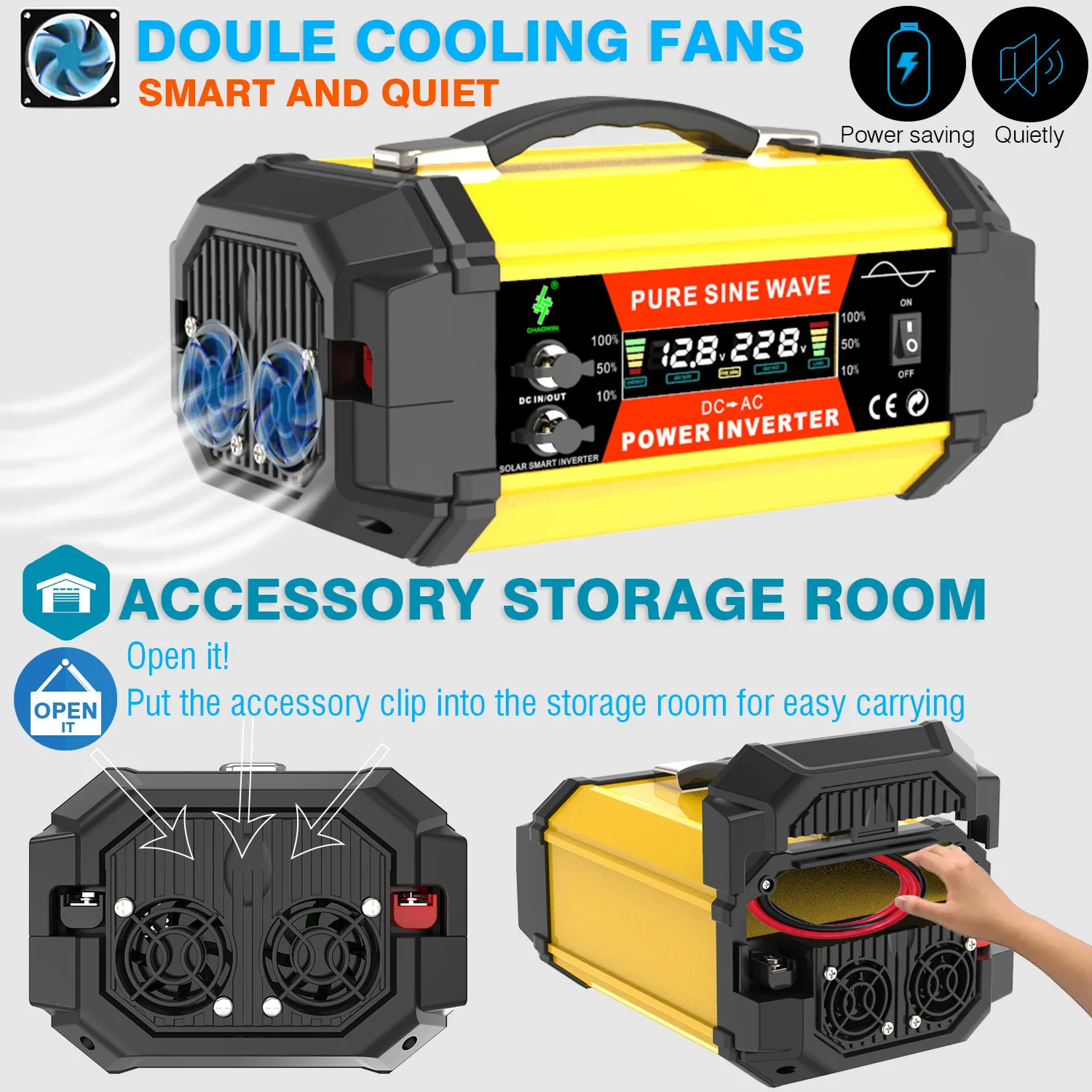 5000W Pure Sine Power Inverter - 12V to 220V Heavy-Duty Converter for Cars, RVs