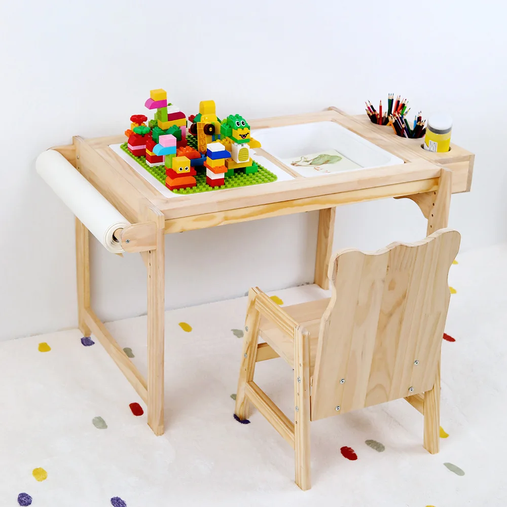 Montessori Toddler Wooden Play Table-Sensory Table with Bins-Educational Activity Table for Kids Craft