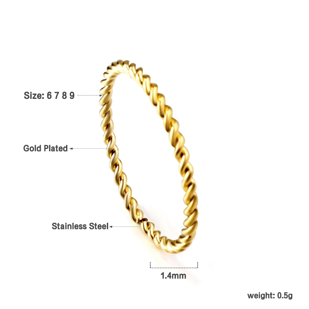 THE TWIGHLA ステイトメント ゴールド リング ★Luxdivine★ LUXUSTEEL Stainless Steel Women Rings Simple Twist Rope Coin