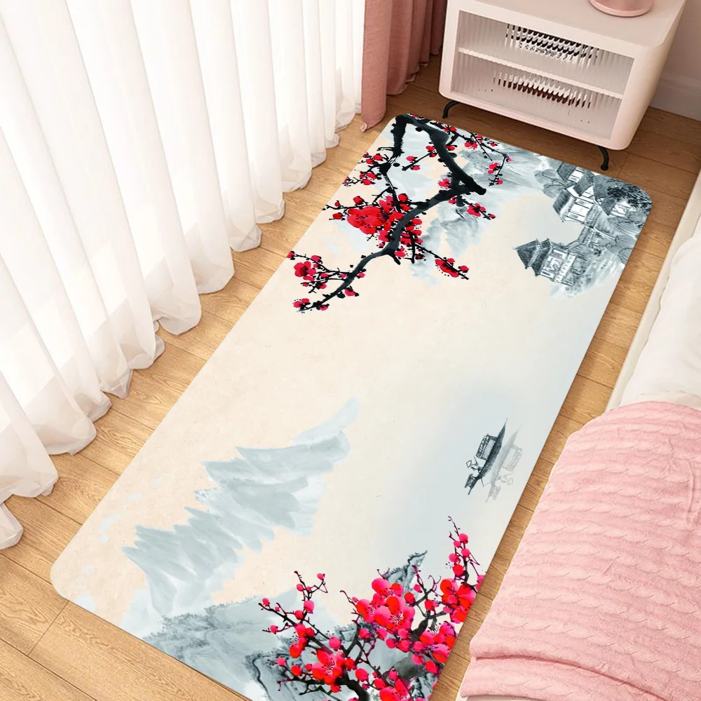 

Japanese Cherry Blossom Kitchen Carpet Rugs Floor Mat Super Absorbent Bathroom Rug Doormat Entrance Door Balcony Room Mats Foot