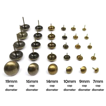100pcs Upholstery Nail Wood Jewelry Chest Box Gift Wine Case Sofa Decorative Tack Stud Pushpin Doornail Antique Brass Bronze