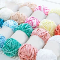 2pcs X100g Fleece Chenille Knitted Multi Color Handmade Yarn Balls Super Soft Velvet Yarn Chunky Blanket Yarn 1