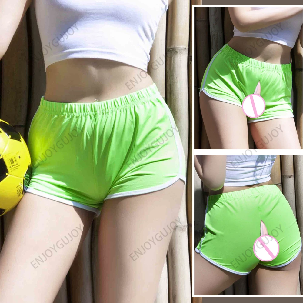 

Ms Sexy Candy Colored Shorts Invisible Open Crotch Outdoor Sex Simple Sweet Sports Running Elastic Track Field Super Shorts