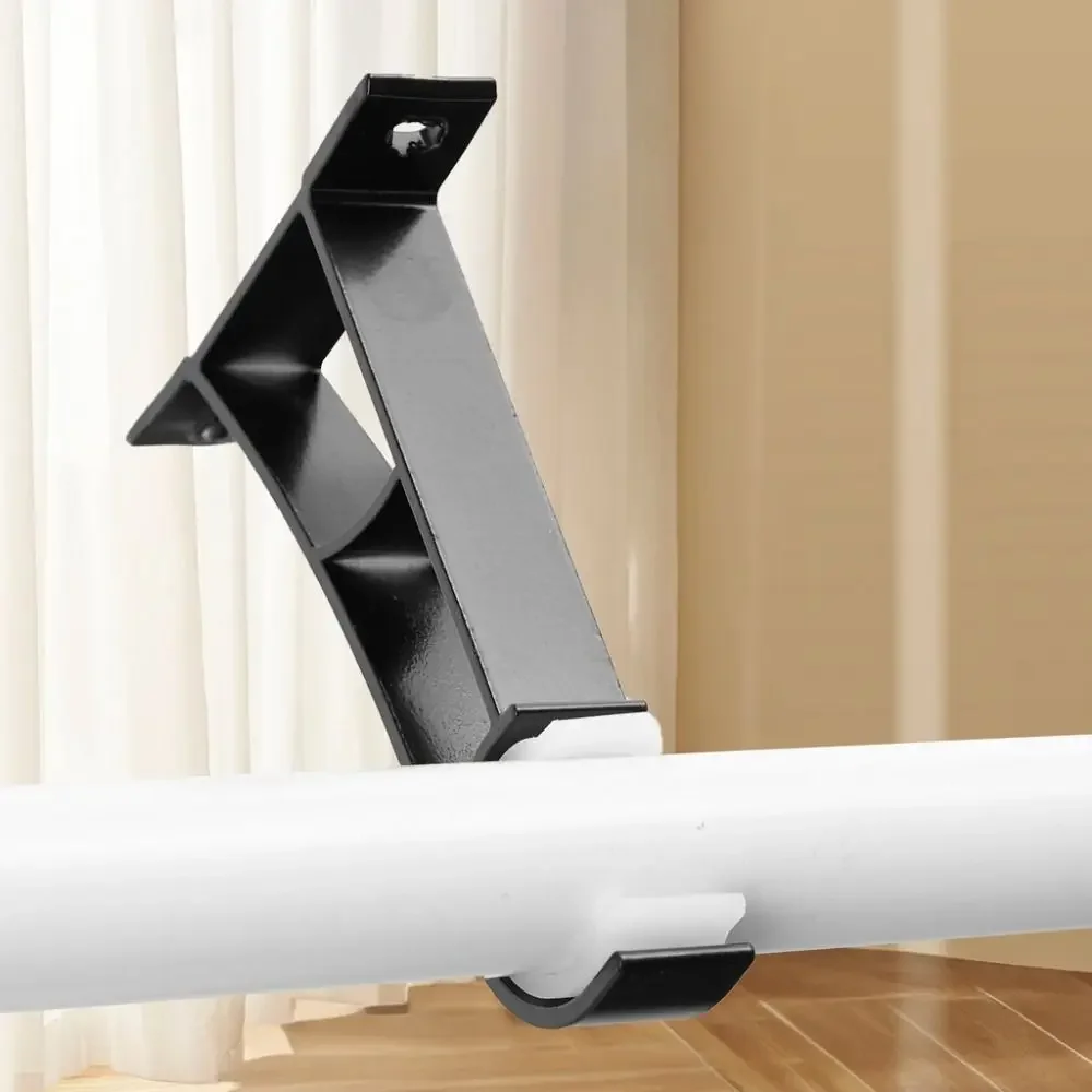Durable Aluminum Alloy Curtain Rod Support Heavy Duty Single Metal Roman Rod Bracket with Screws Curtain Fixing Clip