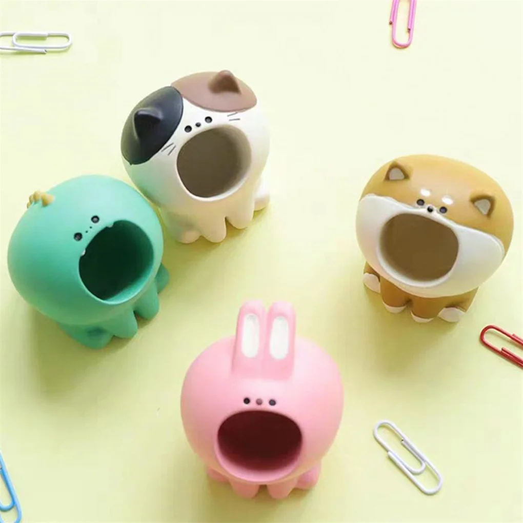 

Cute Cartoon Pencil Holder Stand Resin Office School Home Desktop Organizer Paper Clips Paper Clips Pen Holder