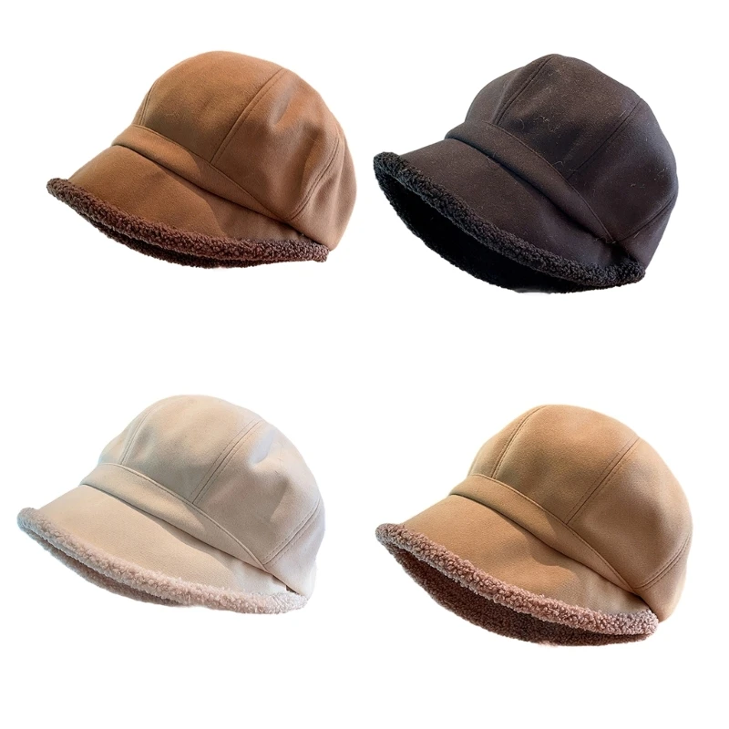 

Sweet Girl Cabbie Hat Warm Plush Hat Lady Woolen Octagonal Cap Painter Hat Drop Shipping