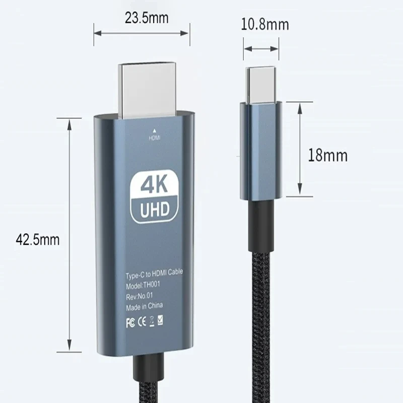 Фото Кабель-переходник с Type C на 4K, 30 Гц, HDMI-совместимый №4