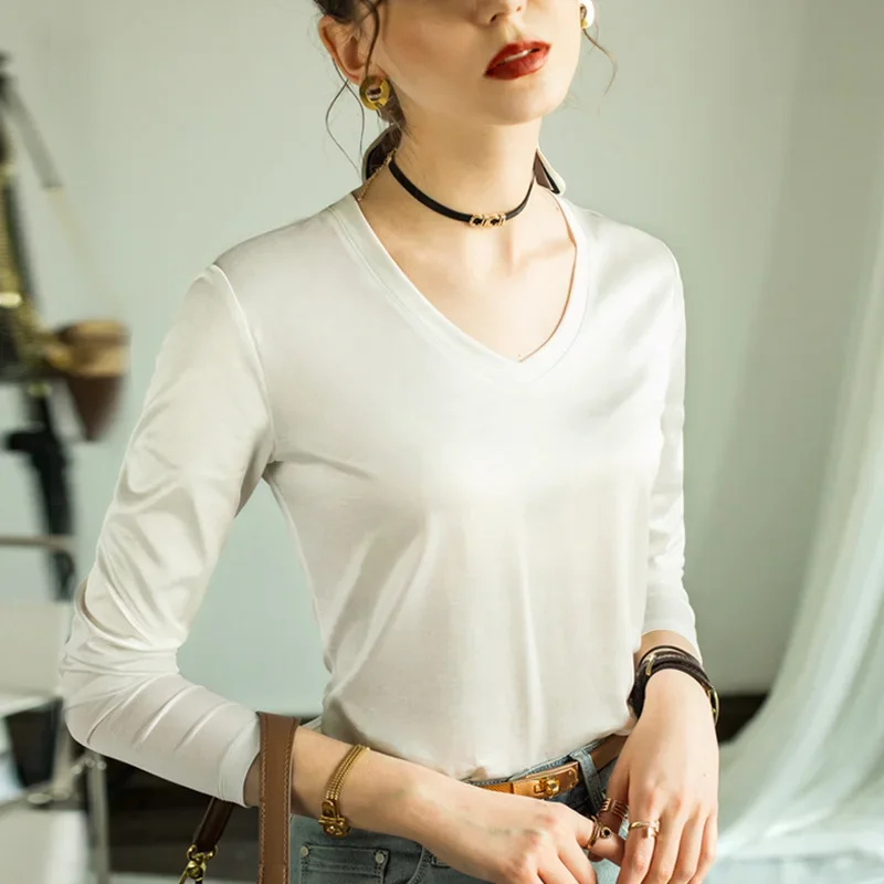 

High Quality 2024 Women Tops Spring Summer V-neck T-shirt Female Clothing Sexy Crop Top Clothes Fashion Casual Blouse Y2k Girl