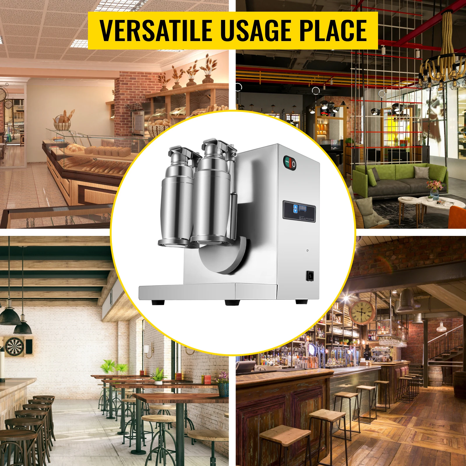 VEVOR Milk Tea Shaker Double Frame Milk Tea Shaking Machine 400r/M Stainless Steel Auto Tea Milk Making Machine Boba Milk Tea 2