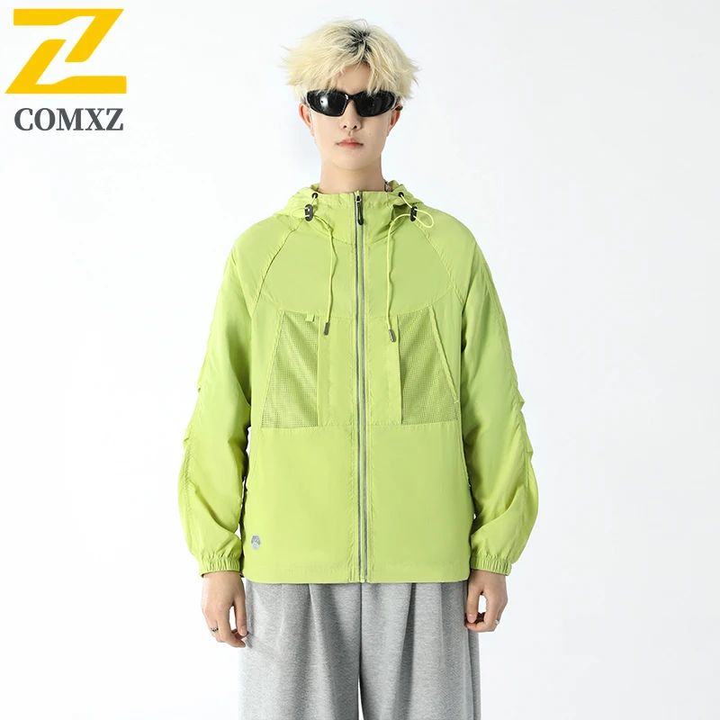 Summer Ice Silk Sunscreen clothing UPF50+ UV Protection Lightweight Fishing Shirt Breathable  Skin with Hood for Camping Hiking