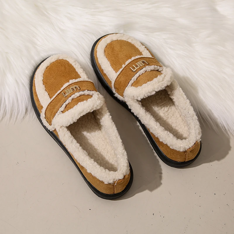 CRLAYDK Luxury Winter Women's Faux Fur Lined Moccasins Comfort Suede Slip On Warm Outdoor Indoor Flat Loafers for Ladies