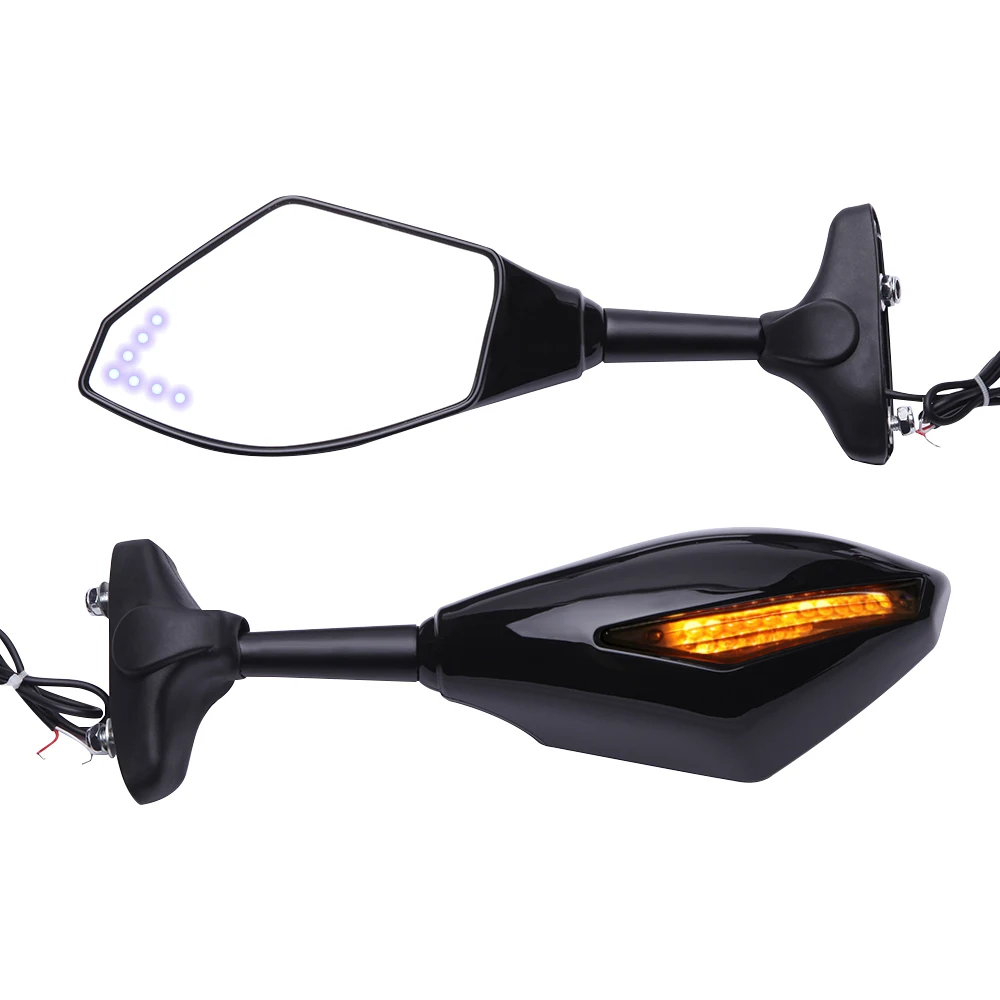 

2 X LED Turn Lights Side Mirrors with LED Turn Signal Indicator 10mm Motorcycle Rearview Mirror For Honda Suzuki Yamaha