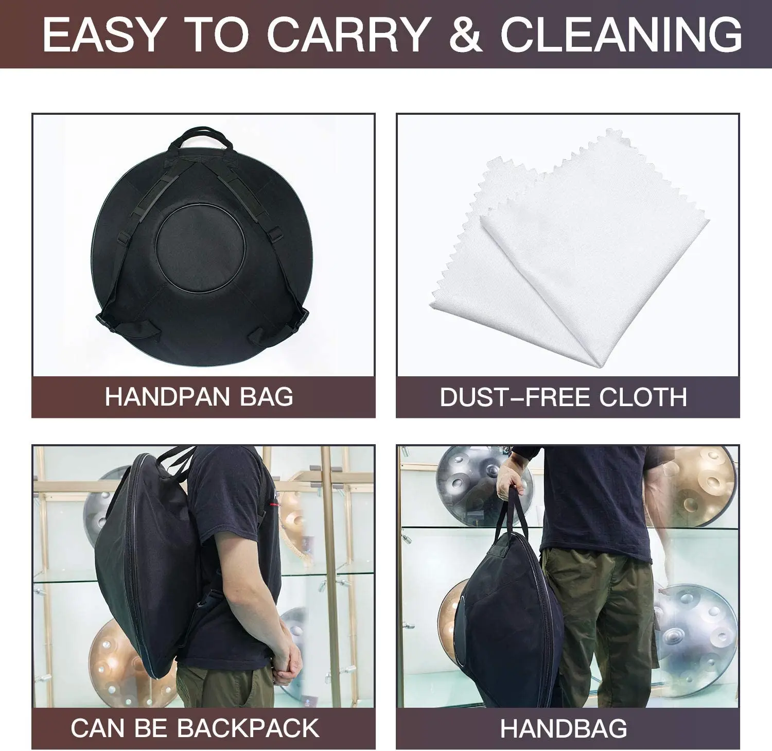 AS TEMAN HANDPAN ，handpan drum instrument in D Minor 10 Notes 22 inches Steel Hand Drum with Soft Hand Pan Bag