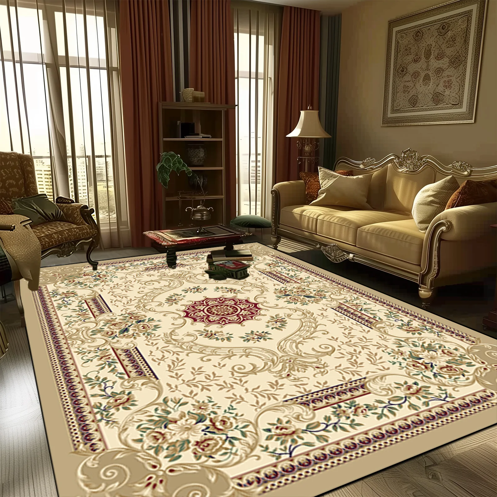 European Style Large Size Carpets for Living Room Decorative Household Rug for Bed Room Washable Non-slip Floor Mat Customizable 4