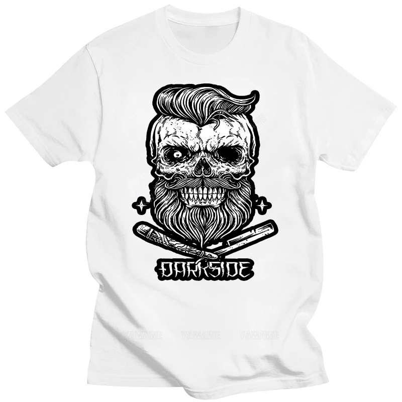 Vendita Calda Manica Corta Magliette Divertenti Mens Bearded Skull Genuine Darkside Tee Shirt Mens Cool T-Shirt Stile Vintage Casual Top