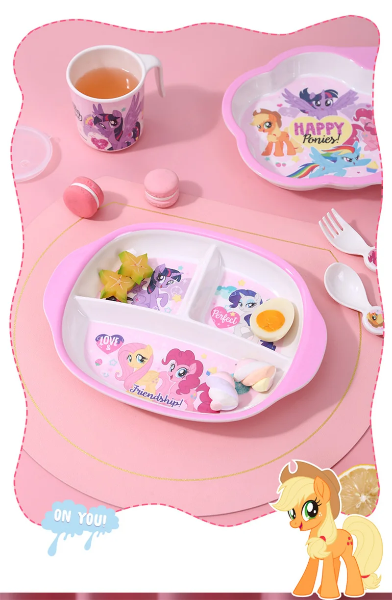 My Little Pony Geschirr Cartoon Food Grade Teller Anti-Fall Anime-themed Reis Schüssel Tasse Baby Ergänzende Lebensmittel geschirr – Detail 3