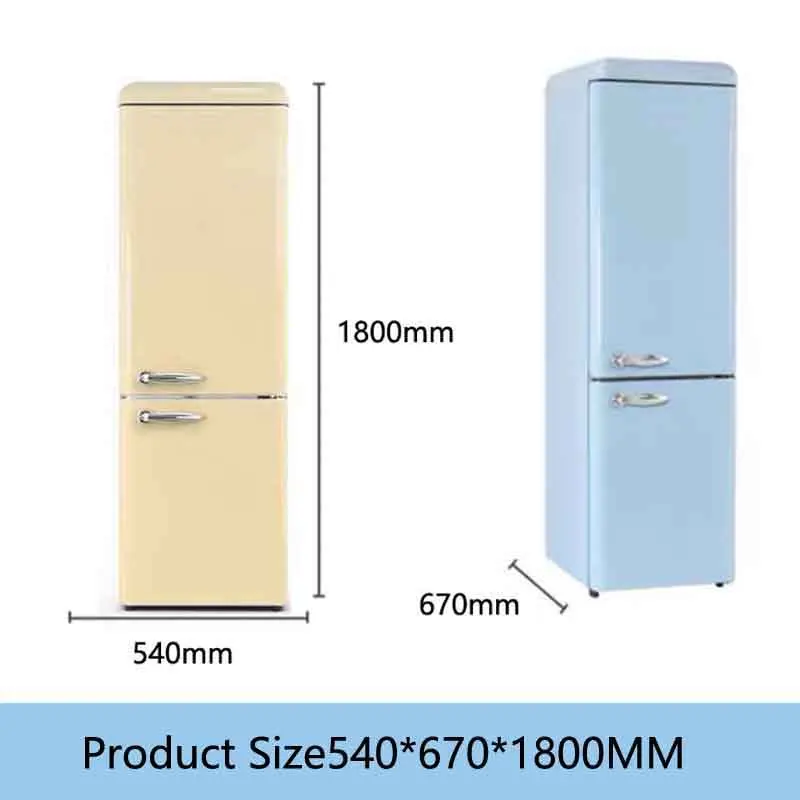 Hot Sale Retro Two-Door Home Refrigerator with Large Capacity Upper & Lower Freezers for Hotels Featuring Compressor