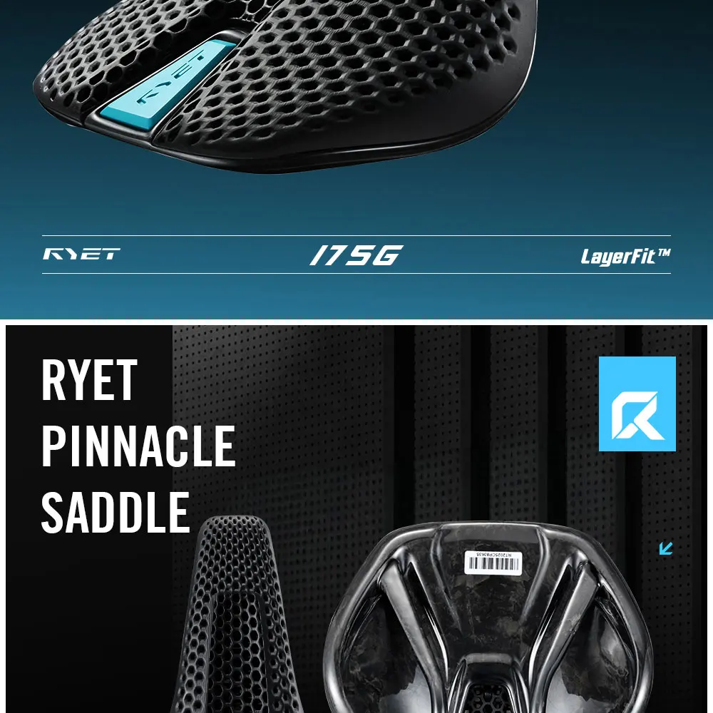 2025 RYET Carbon-Sattel für MTB-Kies-Rennrad, 175 g, 3D-gedruckt, 7 x 9 mm, Carbon-Schienen, 143/155 mm, für Renn- und Komfort-Fahrradteile – Detail 2