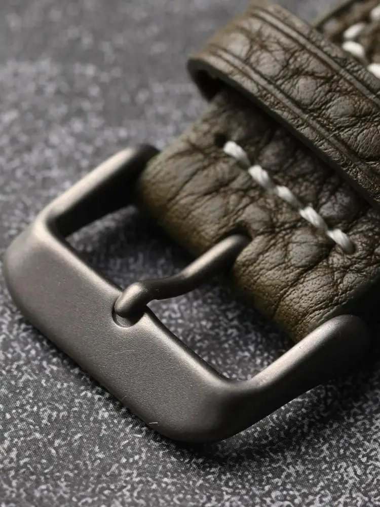 Matte Titanium Leather Strap Buckle - Elegant Watch Accessory