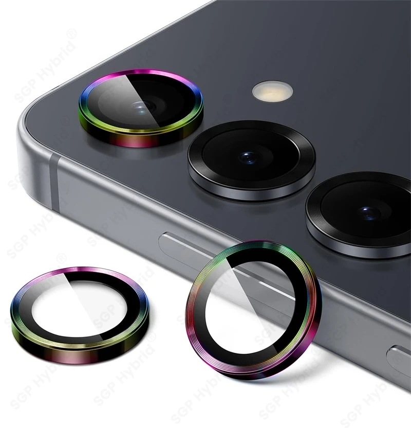 Aluminum Alloy Ring Camera Protectors with 9H Glass Rear Metal Lens Cap