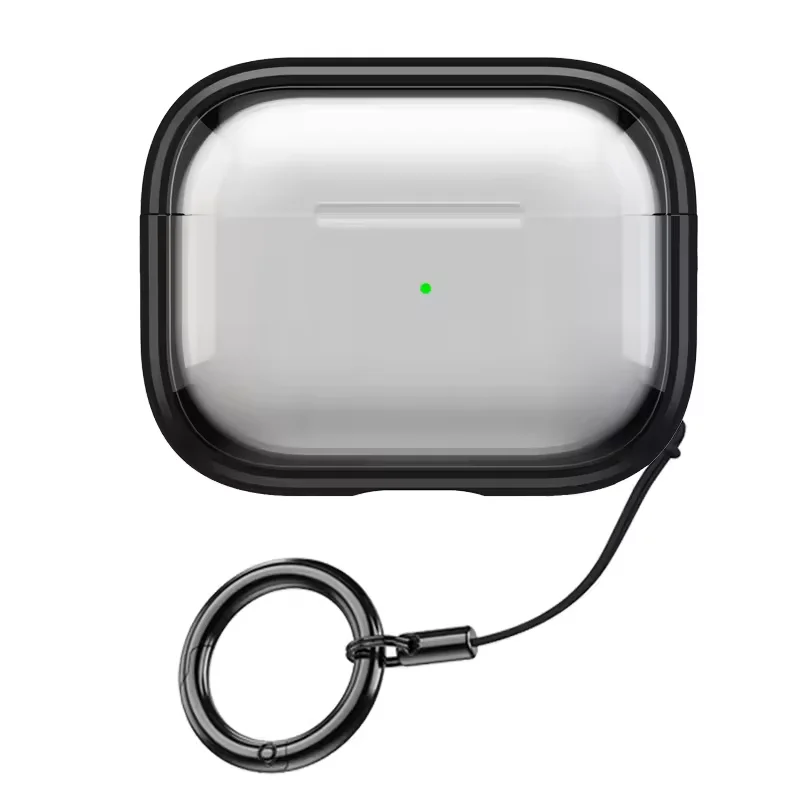 Removable Stand Latch Earphone Case with Wireless Charging and Anti-Drop Lock - Transparent Hard PC Protector Cover