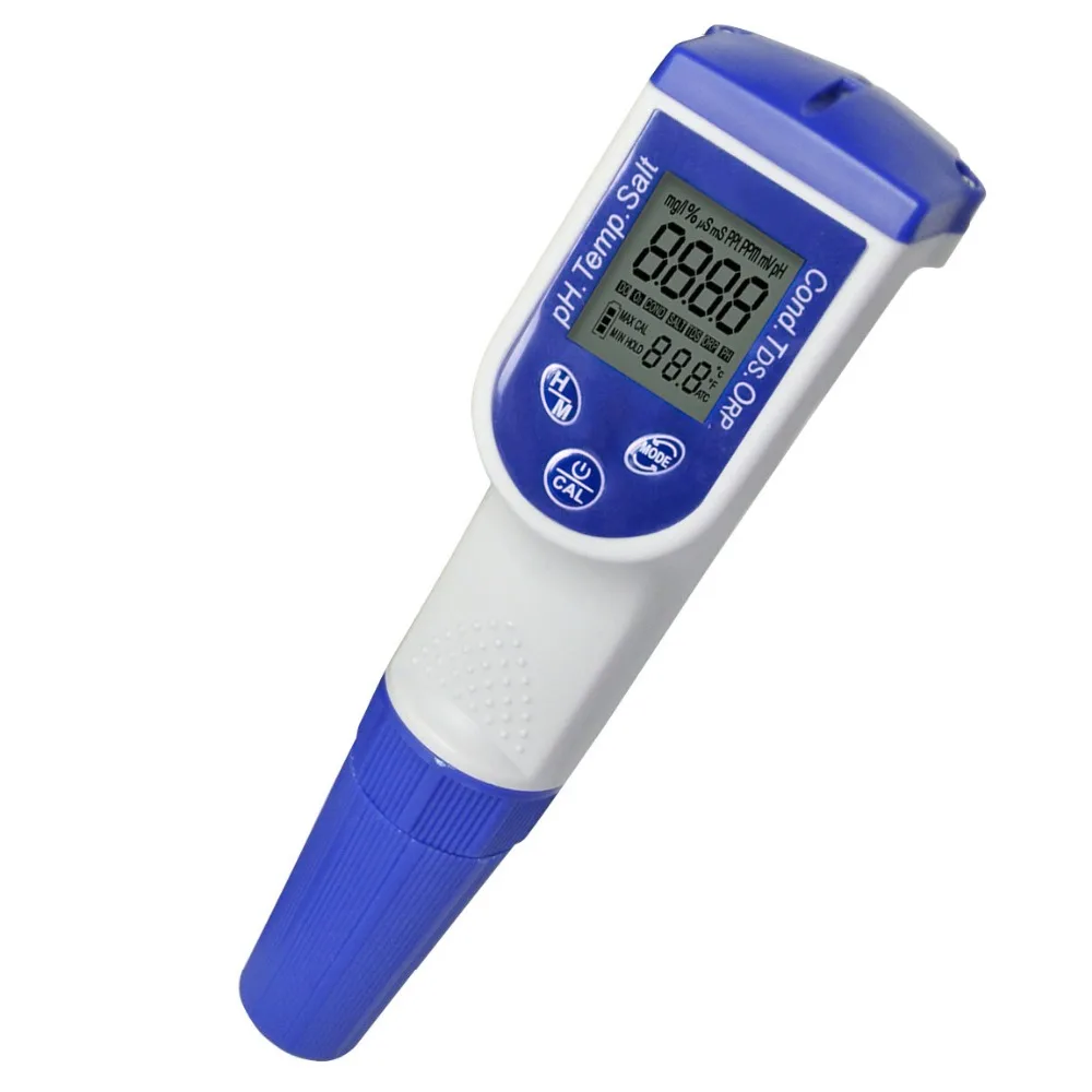 

Made in Taiwan/Digital 6-in-1 MultiFunction Pentype Water Quality Meter pH Temperature Conductivity TDS Salt Tester optional ORP