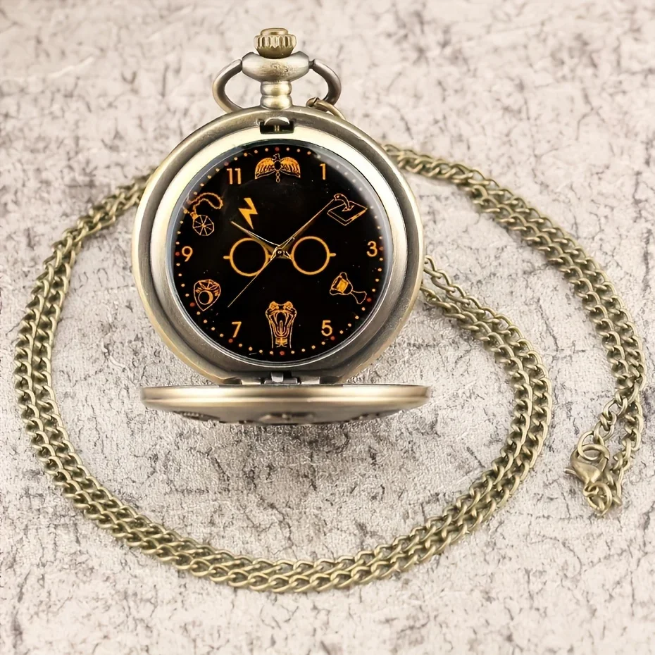 Retro Cartoon Sparkle Glasses Graphic Quartz Pocket Watch - A Timeless Accessory!