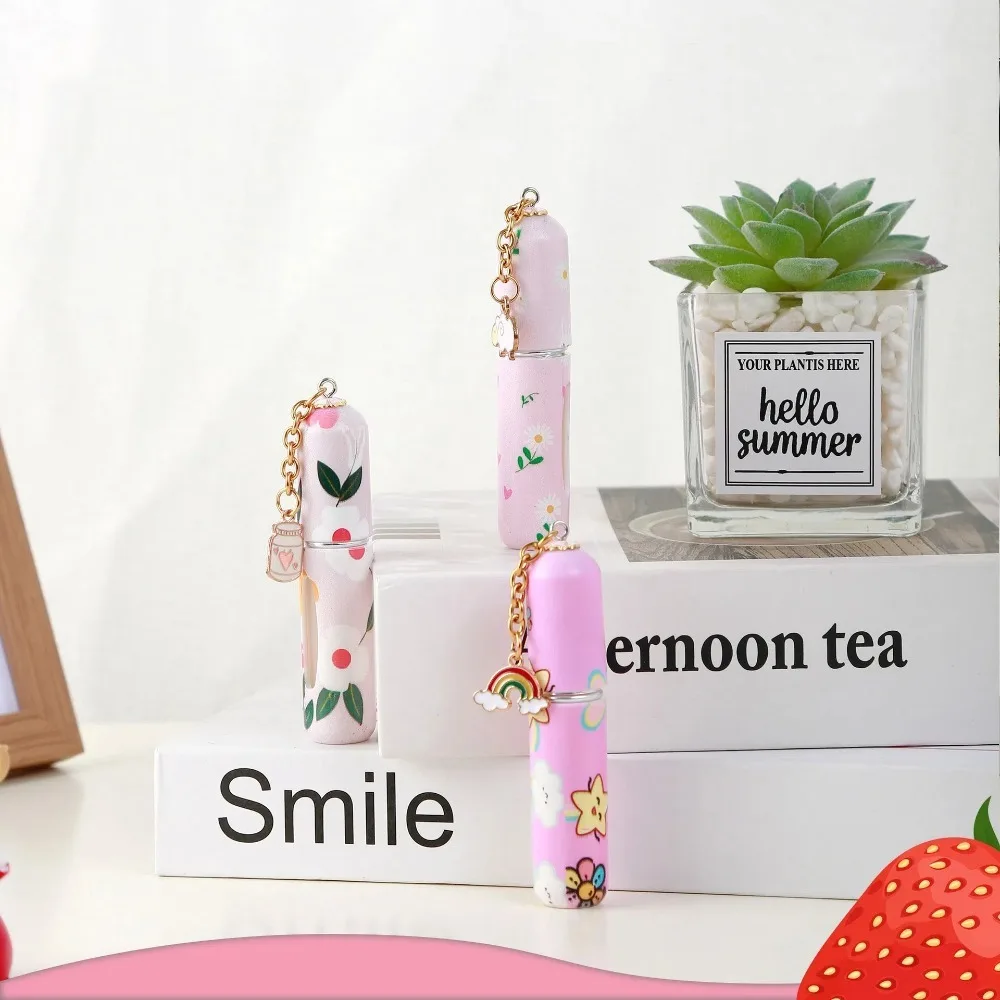 Portable 5ml Refillable Spray Bottle Flower Pattern with pendant Empty Cosmetic Containers Mini Refillable Perfume Bottle