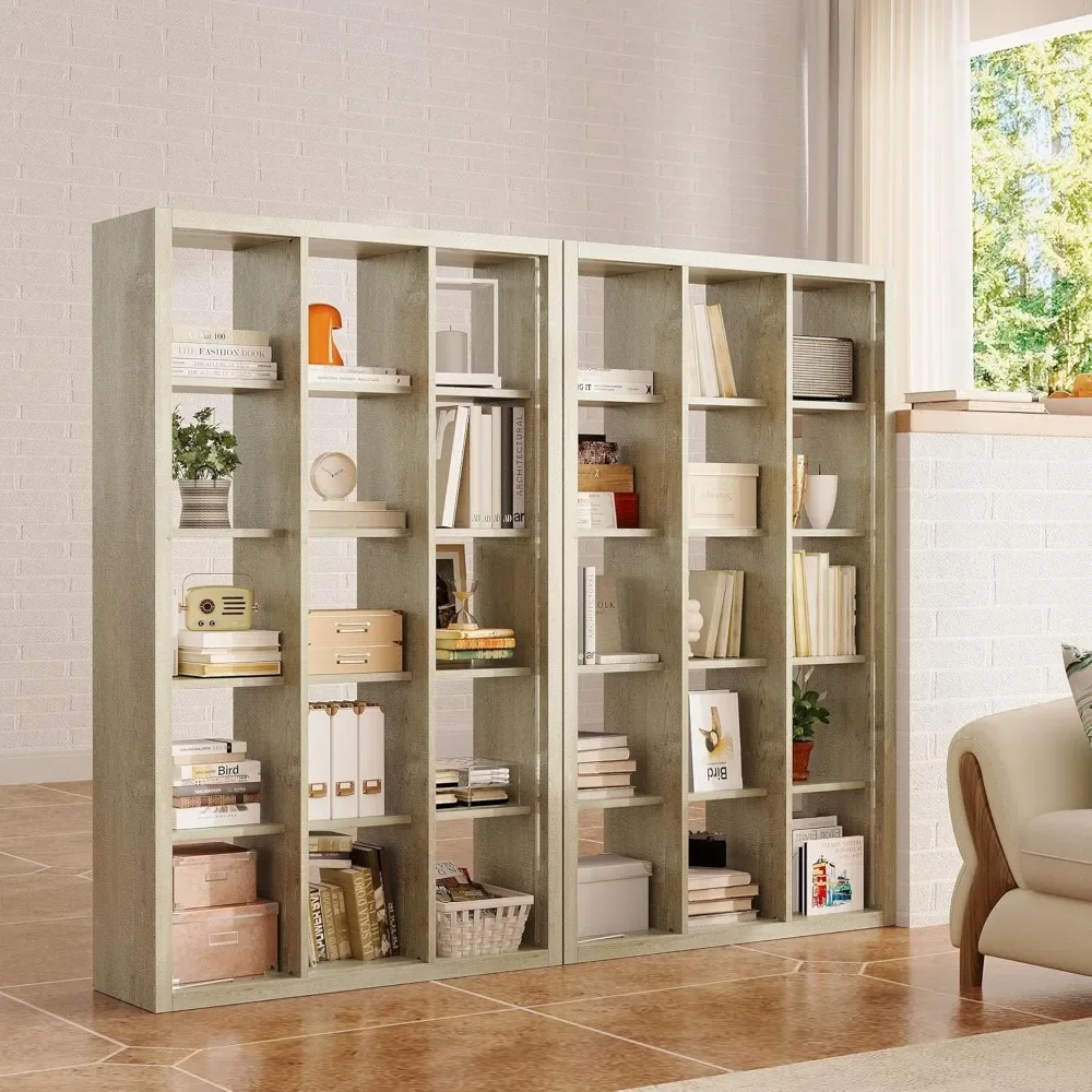 Living Room Furniture 15 Cube Bookcase Storage Shelf Organizer with LED Lights, 5 Tier Bookshelves and Bookcases Display Shelves 3