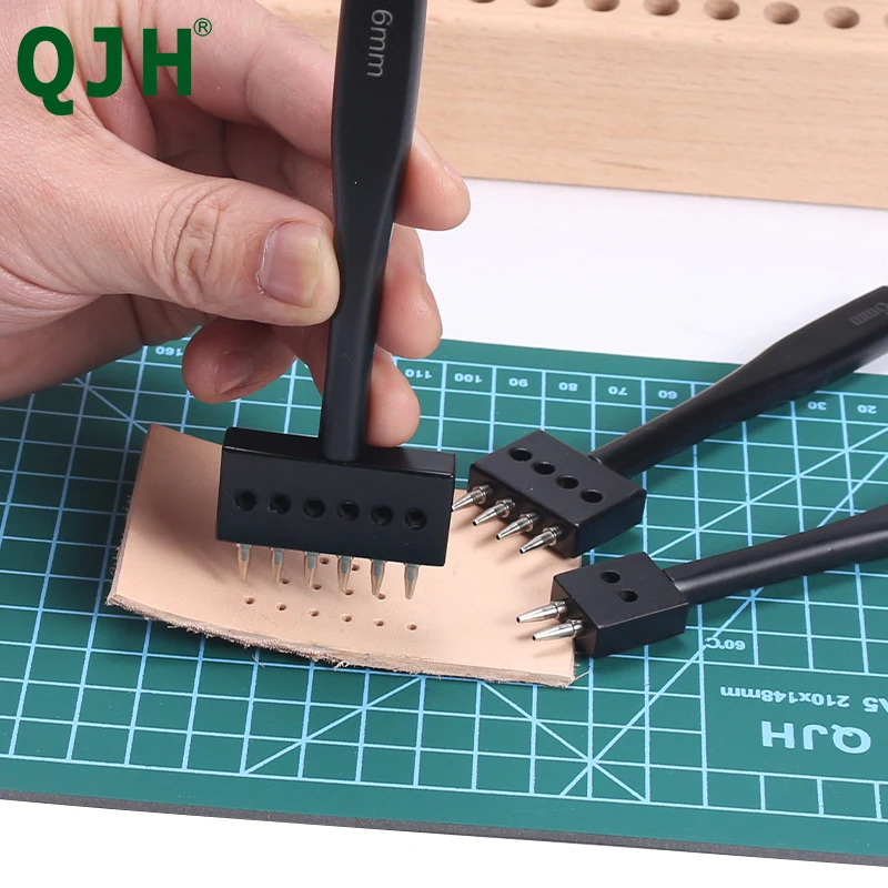 새로운 가죽 구멍 펀치 공예, 둥근 구멍 DIY 바느질 치즐 가죽 작업 도구, 4 5 6mm 간격 가죽 구멍 펀치, 2/4/6/구멍