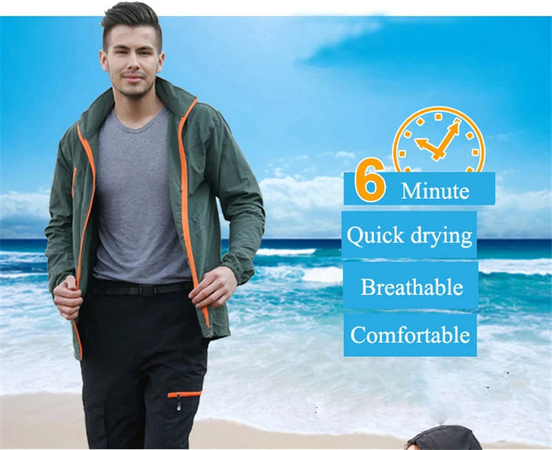 Description Picture 3 of itemCamping Hiking UV Clothing Set Outdoor Fishing Men Women Summer Quick Dry Sportswear Hooded Jackets Pants Thin Breathable Suits