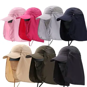 남녀공용 햇빛 가리개 모자, 목 얼굴 자외선 차단 플랩, UV 프로텍터, 속건성 분리형 차양, 낚시 모자, Upf 50 +, 여름