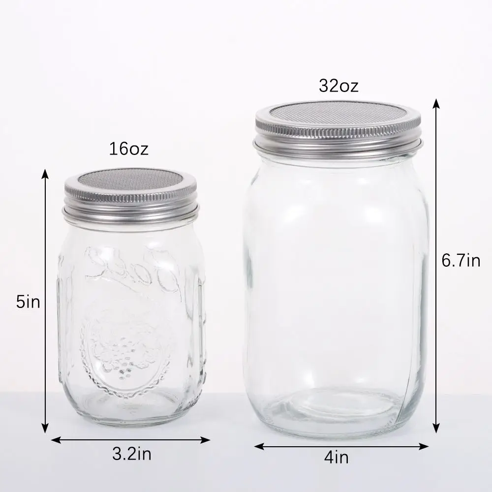 16/32oz sprouting jars with screen lids sprouts growing kit wide mouth mason jar seed germination kit indoor sprouter set sprouting jars kit
