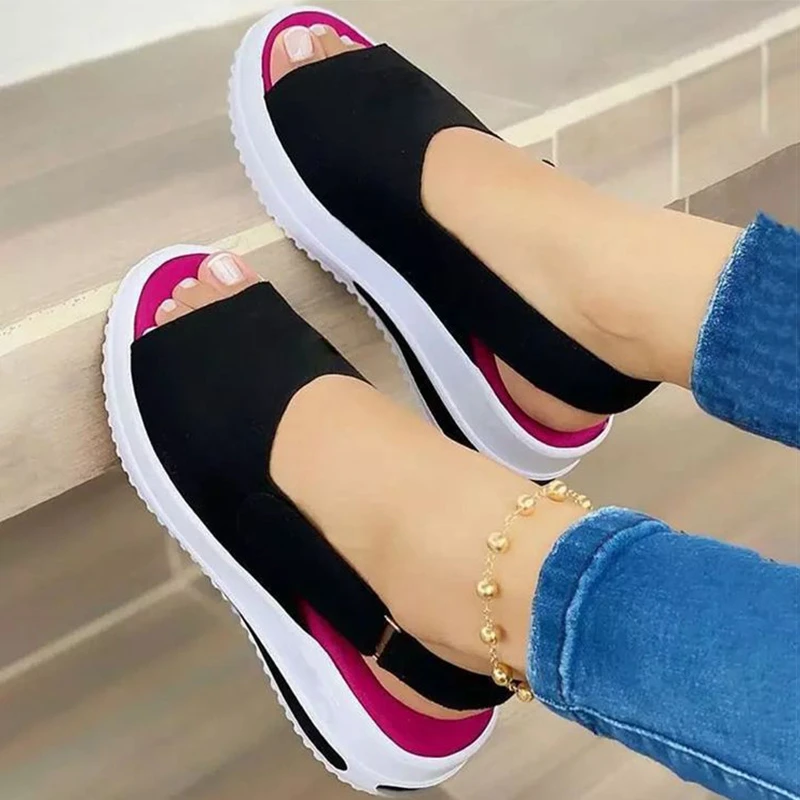 Sandalias de tacón Mujer, zapatos de plataforma con cuña suave, calzado informal, Peep Top, 2022| | - AliExpress