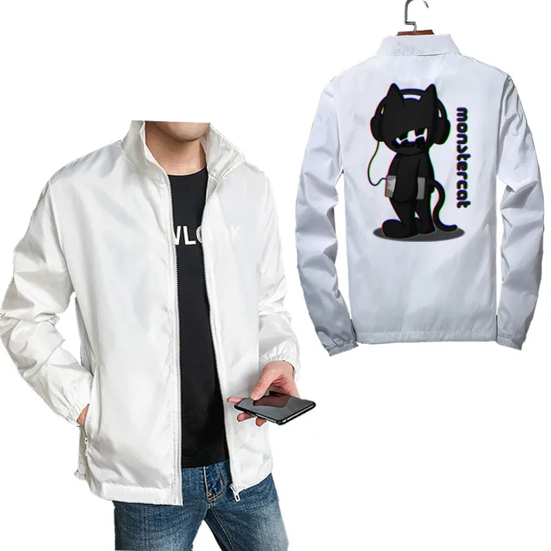 Куртка Monstercat серого цвета с золотым принтом Мужская зимняя ветрозащитная