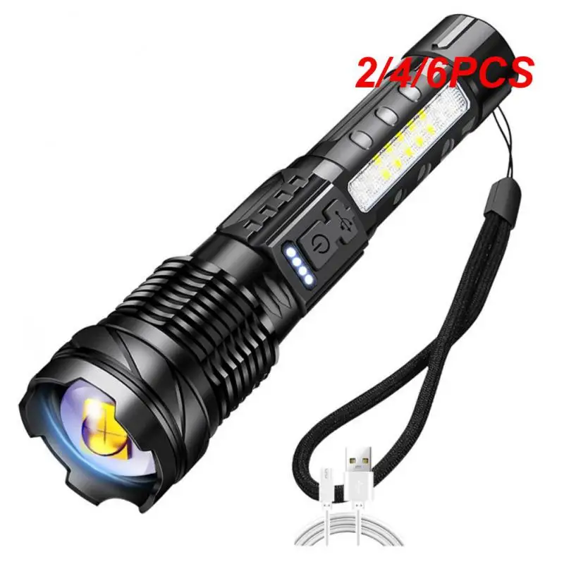 

2/4/6PCS High Strong Power 24w Led Flashlights 15000000 Tactical Light Emergency Spotlights Telescopic Jetbeam Built-in Battery