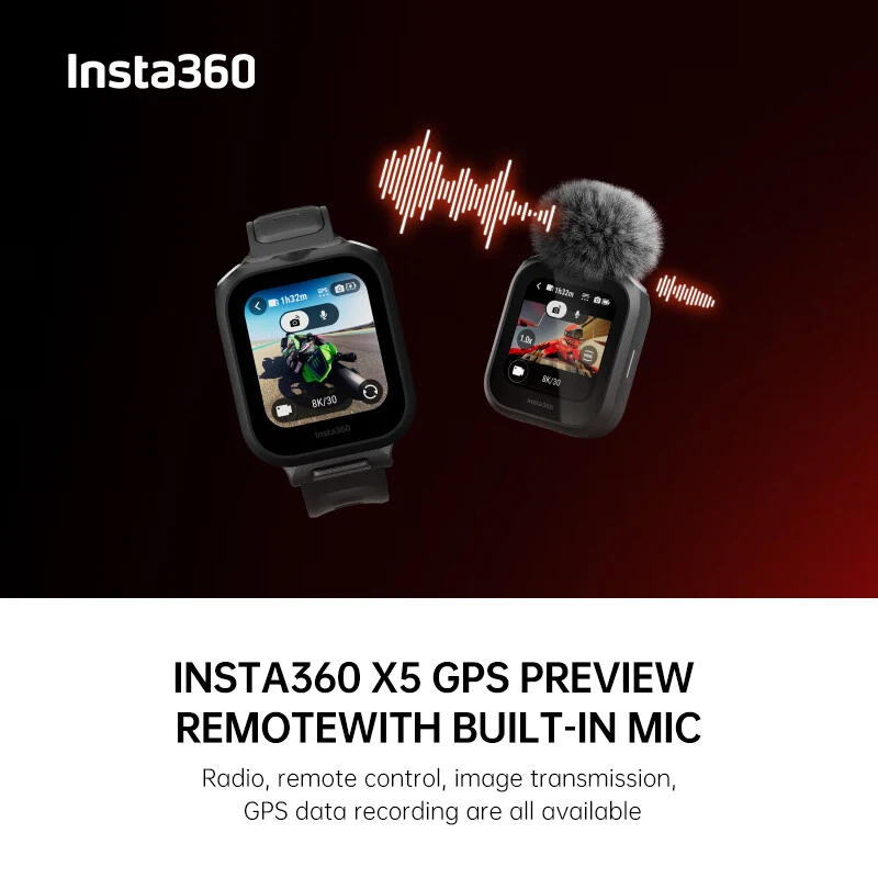 Insta360 X5 GPS Preview Remote With Built-in Mic 160m LCD