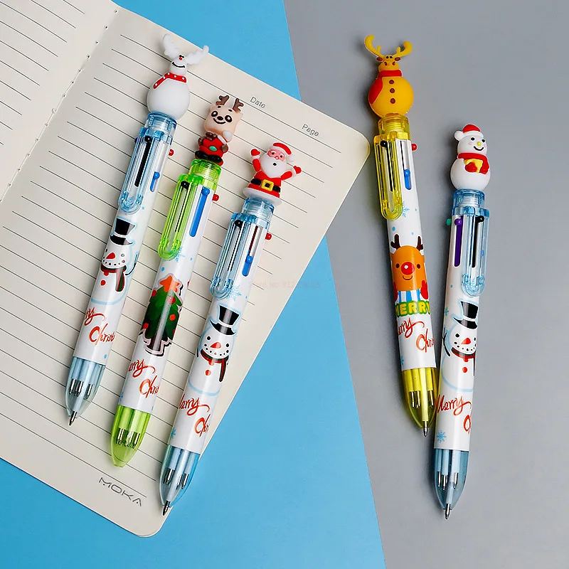 

20pcs New Gel Pen Cartoon Santa Claus 6-color Press Creative Hand Pen Kawaii Ballpoint Pen Xmas Gifts School Office Stationary