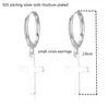 Cute 925 Sterling Silver Small Circle Loop Cross Charm Hoop Earrings For Women Girls Jewelry Pendiente Aros Oorbellen Orecchini 2