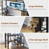 Twin Loft Bed with L-Shaped Desk,Metal Twin Size Bed Frame with LED Lights & Charging Sation3Fabric Drawers2Tier Storage Shelves 6