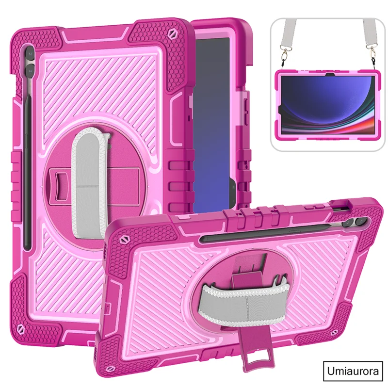 Rugged Shockproof Tablet Case with Stand and Strap for 10.9-12.4 Inch Tablets