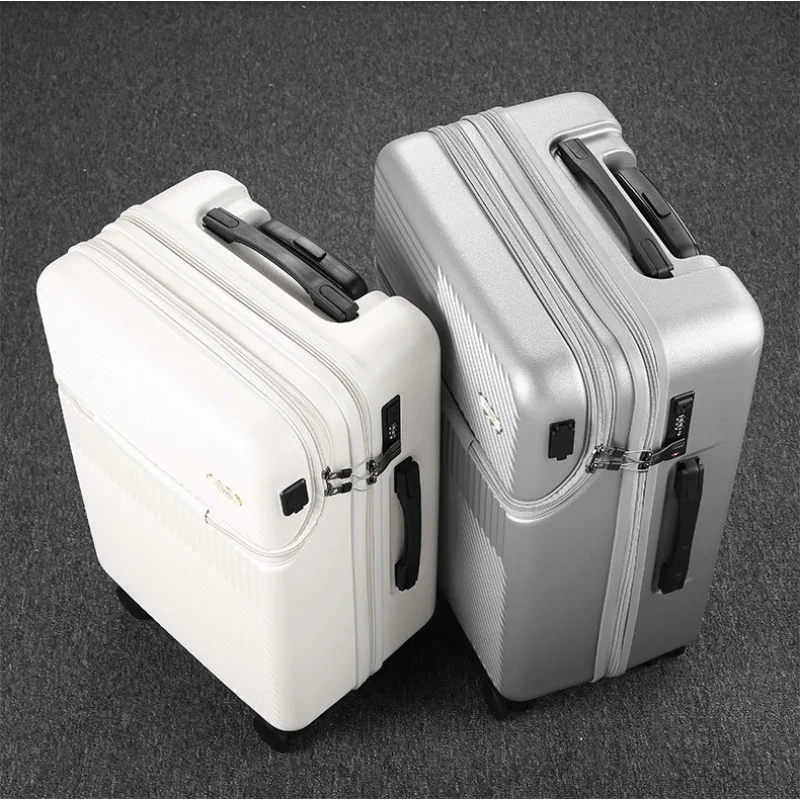 Front Open Cover Luggage Women's Multi-Functional Trolley Case Men's  Small Boarding USB Suitcase with Combination Lock