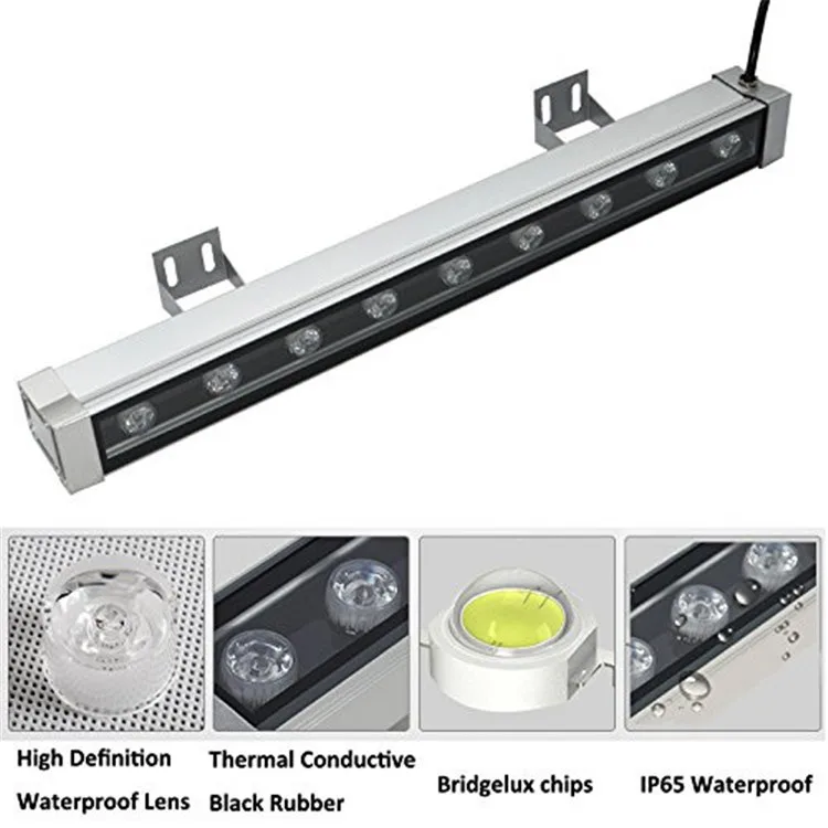 9W RGB 50cm LED 벽세척 조명 DMX512 제어 IP65 알루미늄 30/45/60/90도 호텔 건물 아파트 마키 램프