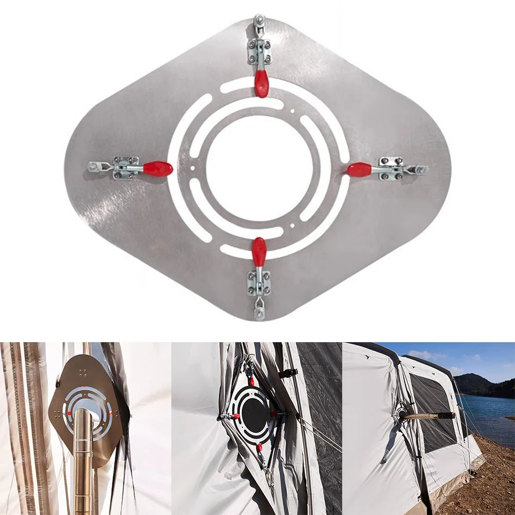 

1pc Tent Stove Jacks Stainless Steel Camping Tent Stove Jacks Firewood Stove Pipe Anti-scald Plate For Diameters Within 10.5cm