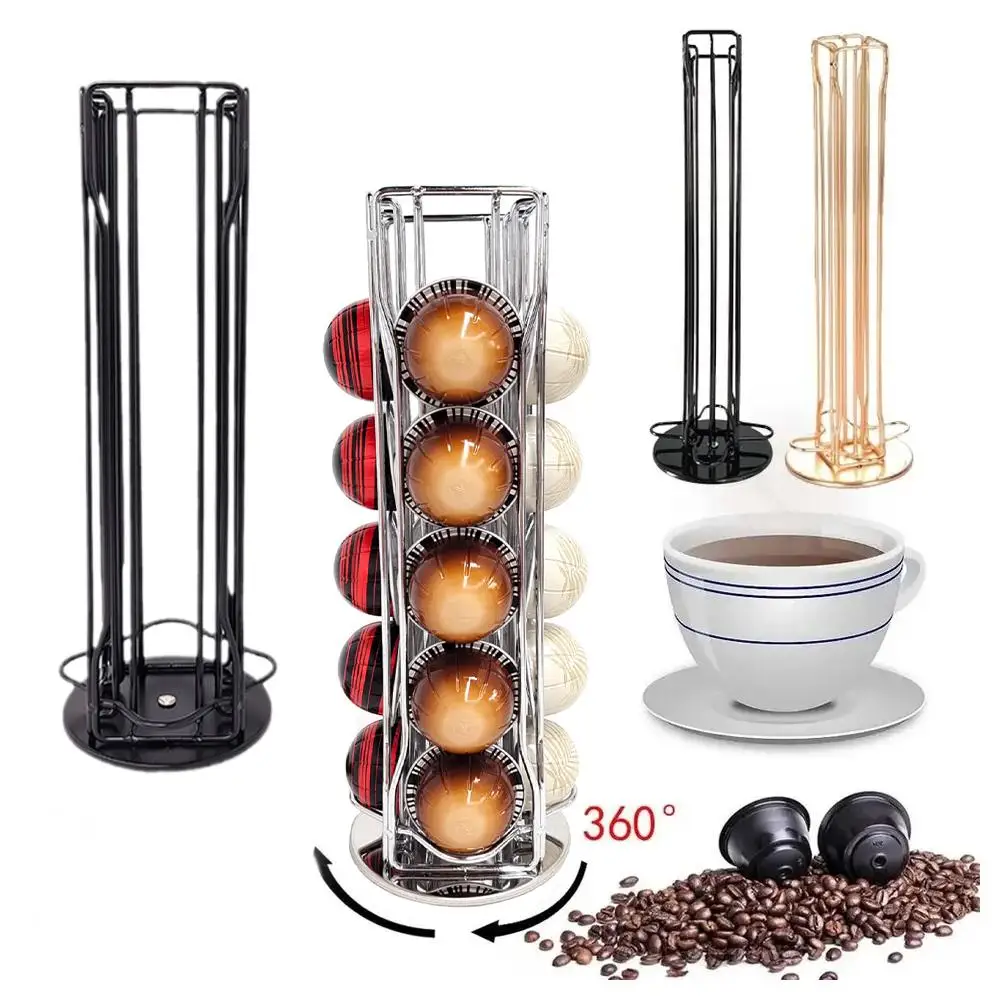 

Rotatable Coffee Capsule Holder Display Compatible for 32 Cups Vertuo line Rack Nescafe Vertuo Espresso Pod Storage Organiz O5E0