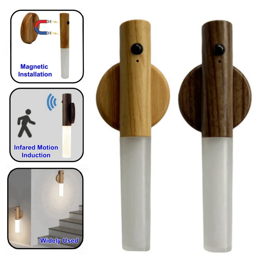 Wireless motion sensor LED night light rechargeable auto induction for kitchen closet toilet staircase