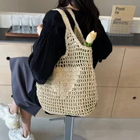 Women Rattan Tote Bag Luxurious Designer Shoulder Handbag Large Capacity Wicker Shopping Handbag Fashion Trend Women Straw Bag 1