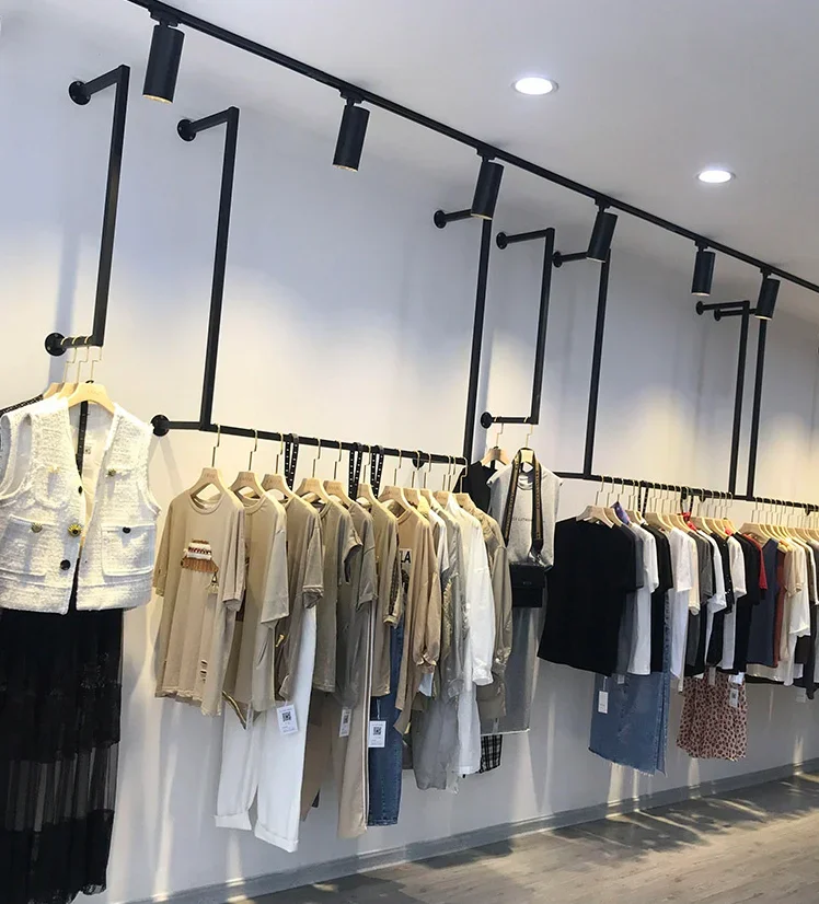 

Clothing store display rack wall-mounted ceiling hanging hanger wedding high-end men's clothing store shelf hanger