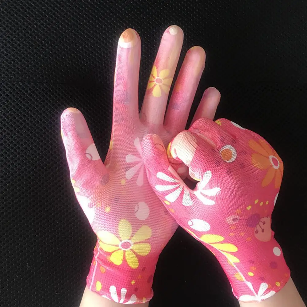 Yard Cleaning Palm-Coated Floral Garden Gloves 12 pairs Women Non-Slip Working Gloves Non-Slip Household Labor Protection